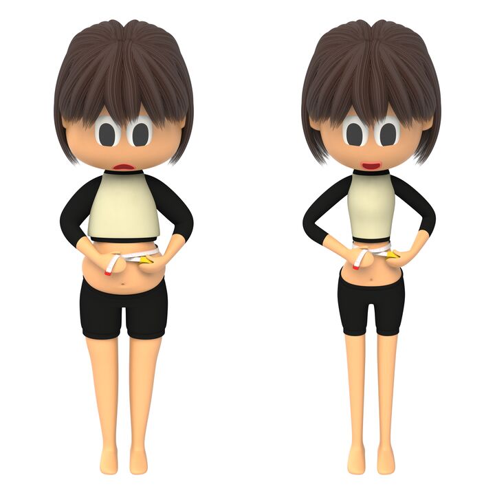 Medición de la cintura antes y después de la pérdida de peso efectiva