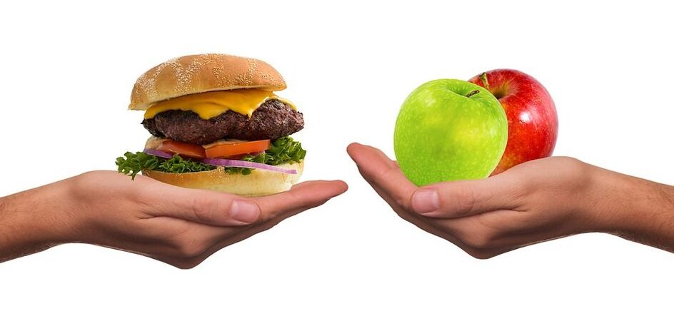 elegir entre alimentos saludables y no saludables