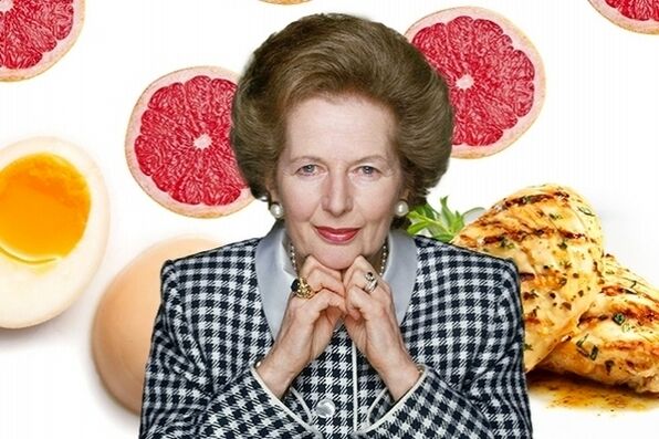 Margaret Thatcher y su comida dietética